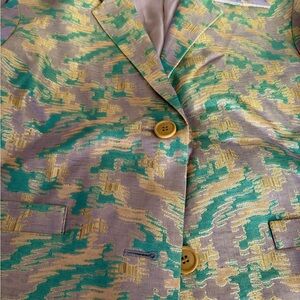 Dries Van Noten Green and Yellow Patterned Blazer